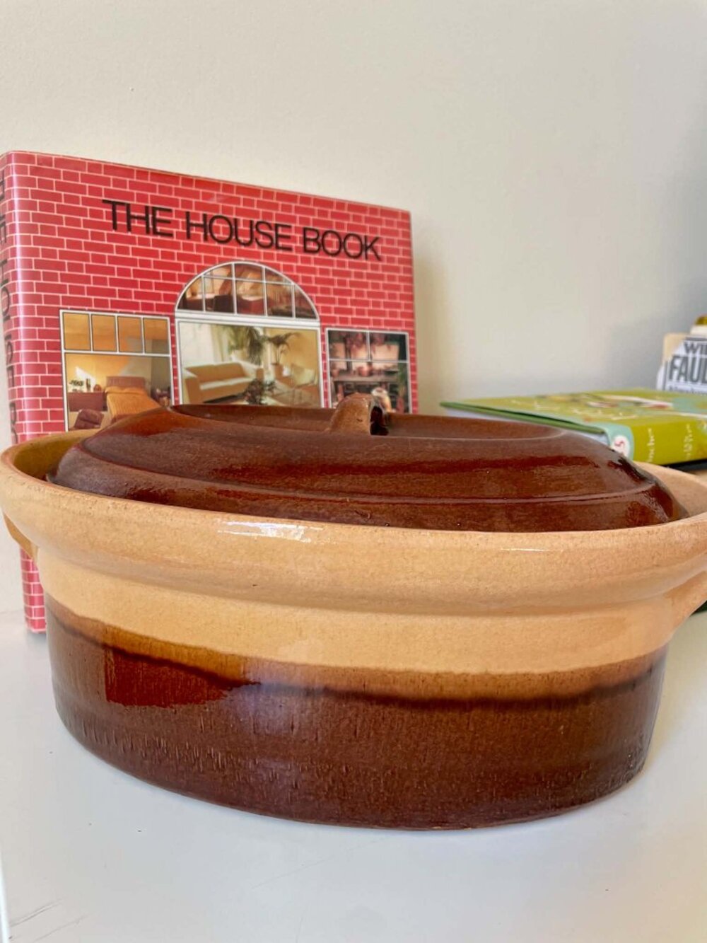 Vintage Stoneware Casserole Dish with Lid